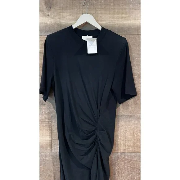 ISABEL MARANT BLACK DRAPED DRESS WITH SLIT SIZE S NEW - Picture 5 of 10